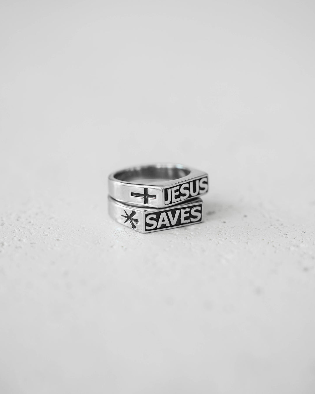 In God We Must - Jesus Saves Ring Set