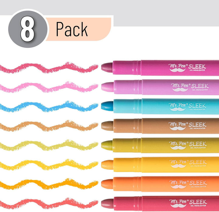 Mr. Pen - Gel Bible Highlighters 8 Pack No Bleed