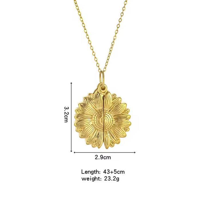 Jesus Loves You Engraved Hidden Sunflower Message Necklace