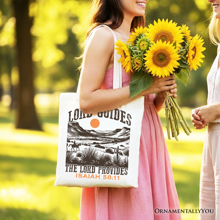 OrnamentallyYou - The Lord Provides Christian Tote Bag, Retro Western Desert Worship Gift Shopper