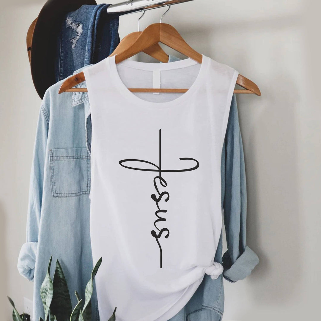 Jesus Cross Typography Women&