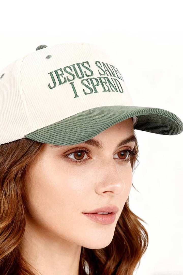 42POPS - `Jesus Lettering Two Tone Corduroy Cap