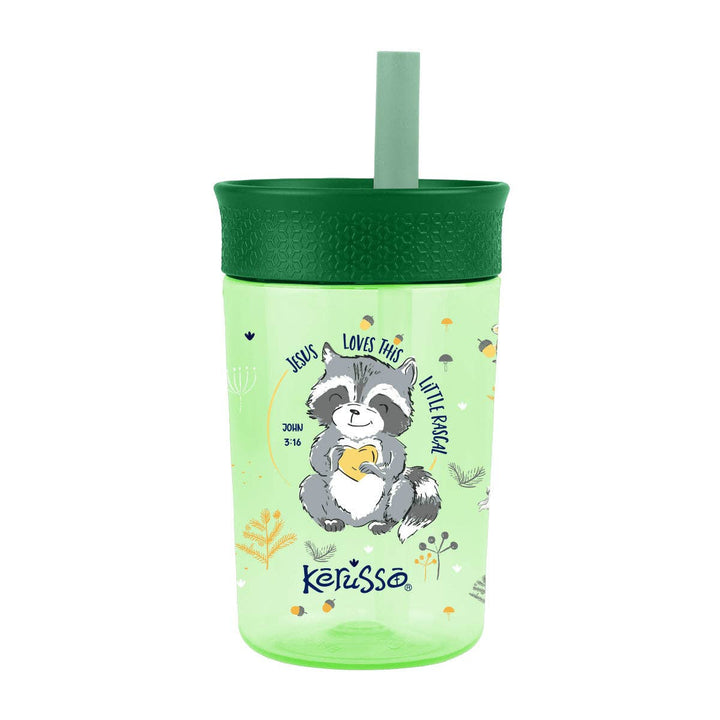 Kerusso - Kerusso 15 oz Silicone Straw Cup Raccoon &amp; Lion (2 Pack)