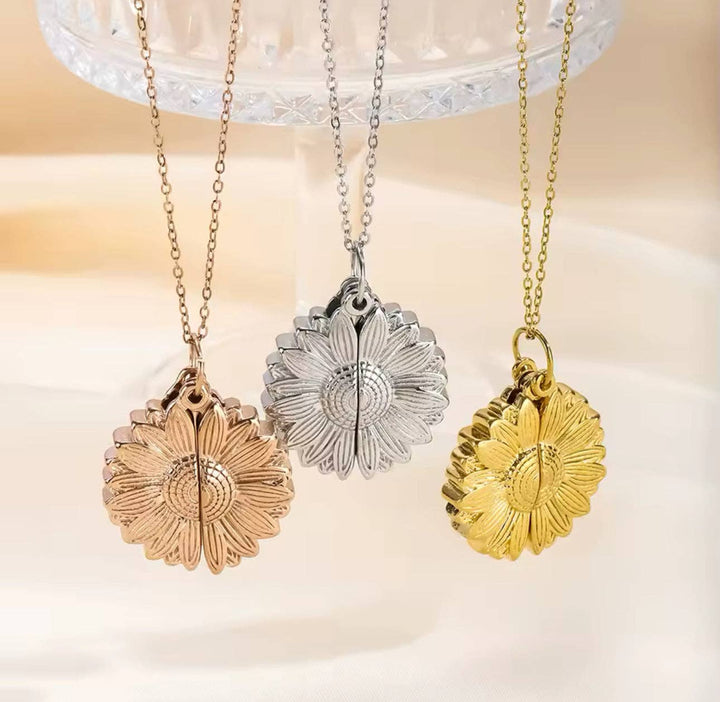 Jesus Loves You Engraved Hidden Sunflower Message Necklace