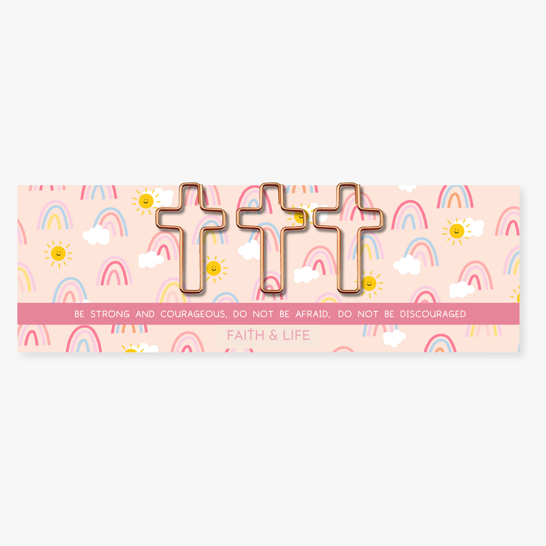 Faith &amp; Life Christian Brands - Cross Paperclip and Bookmark Set: Be Strong And Courageous