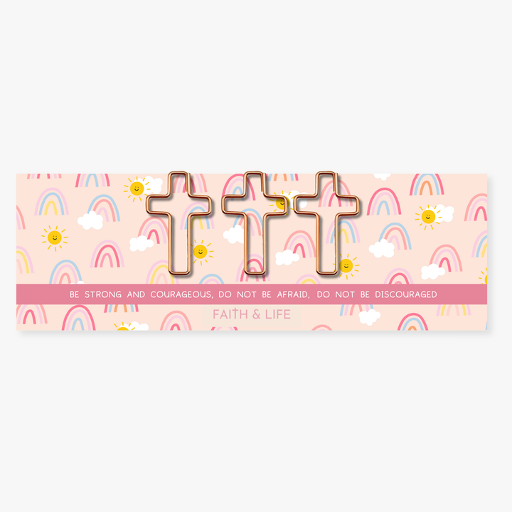 Faith &amp; Life Christian Brands - Cross Paperclip and Bookmark Set: Be Strong And Courageous