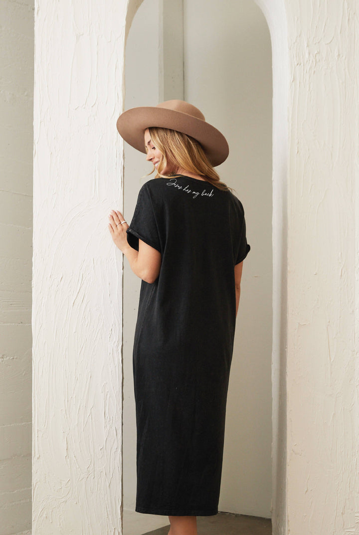 JESUS HAS MY BACK FRONT AND BACK    Mineral Graphic Dress
