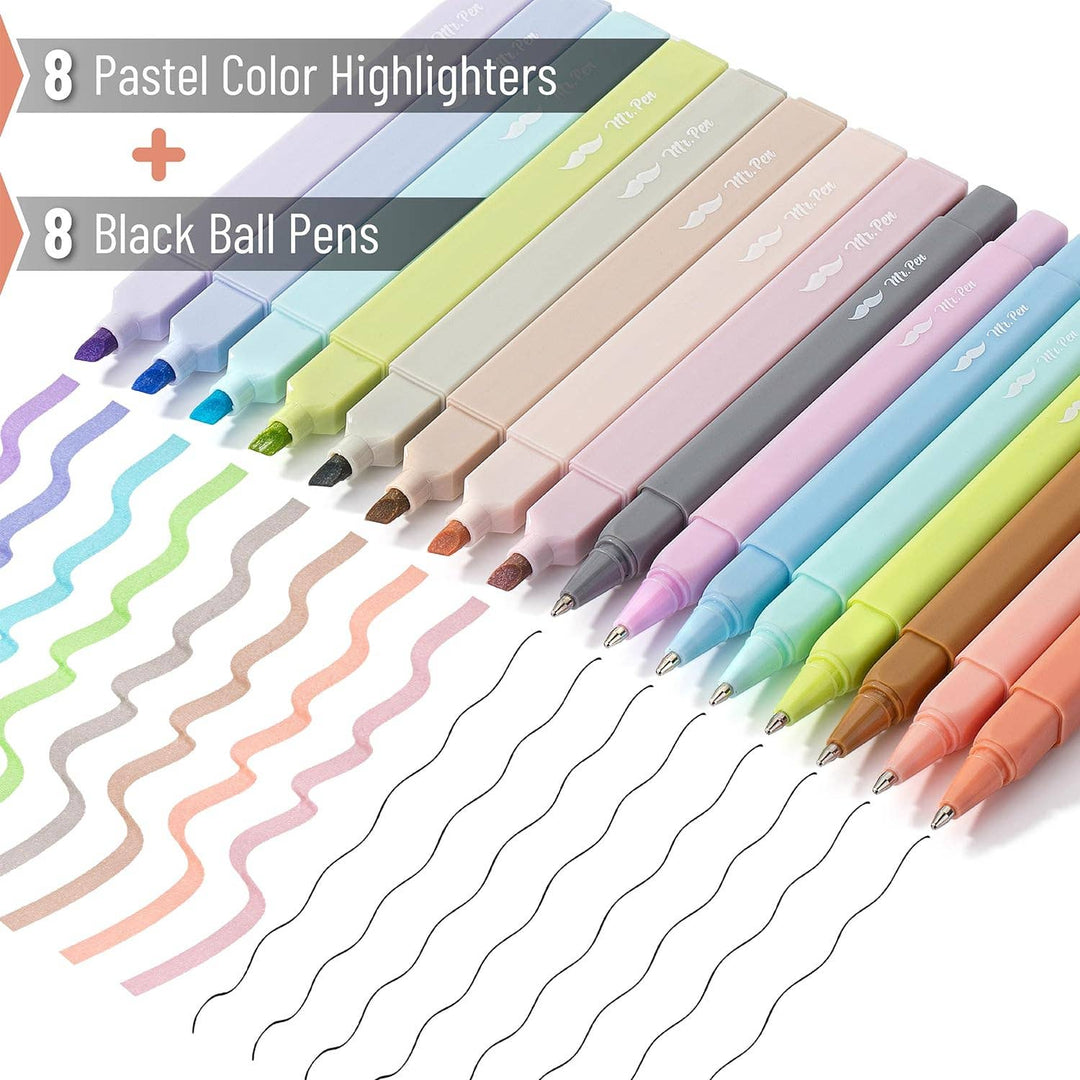 Mr. Pen - Bible Highlighters &amp; Pens No Bleed 16 Pack Pastel