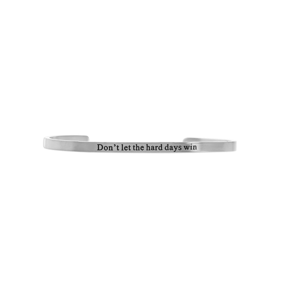 18K Gold PVD Dont let Hard Days Win Engraved Bangle Bracelet
