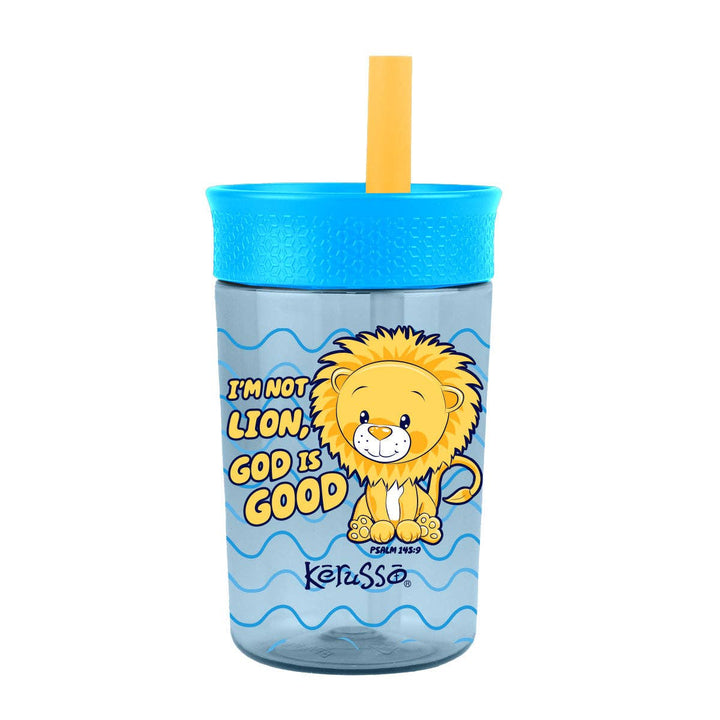 Kerusso - Kerusso 15 oz Silicone Straw Cup Raccoon &amp; Lion (2 Pack)