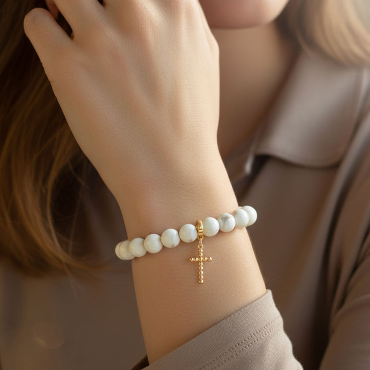 Dot Cross Charm, Gold