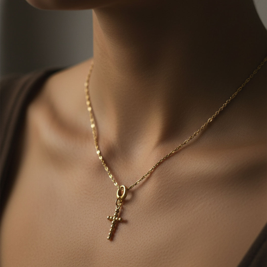 Dot Cross Charm, Gold