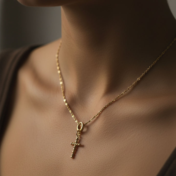 Dot Cross Charm, Gold