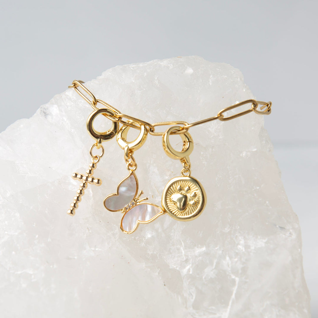 Dot Cross Charm, Gold