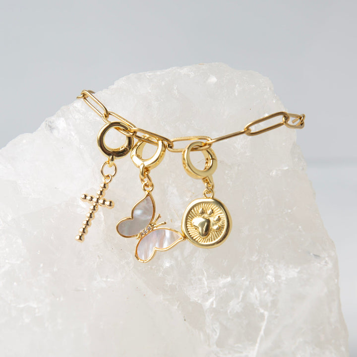 Dot Cross Charm, Gold