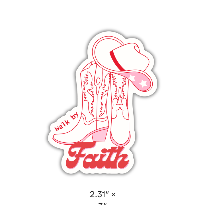 Faith &amp; Life Christian Brands - Walk By Faith Cowboy Boots Hat Western Waterproof Vinyl Christian Sticker