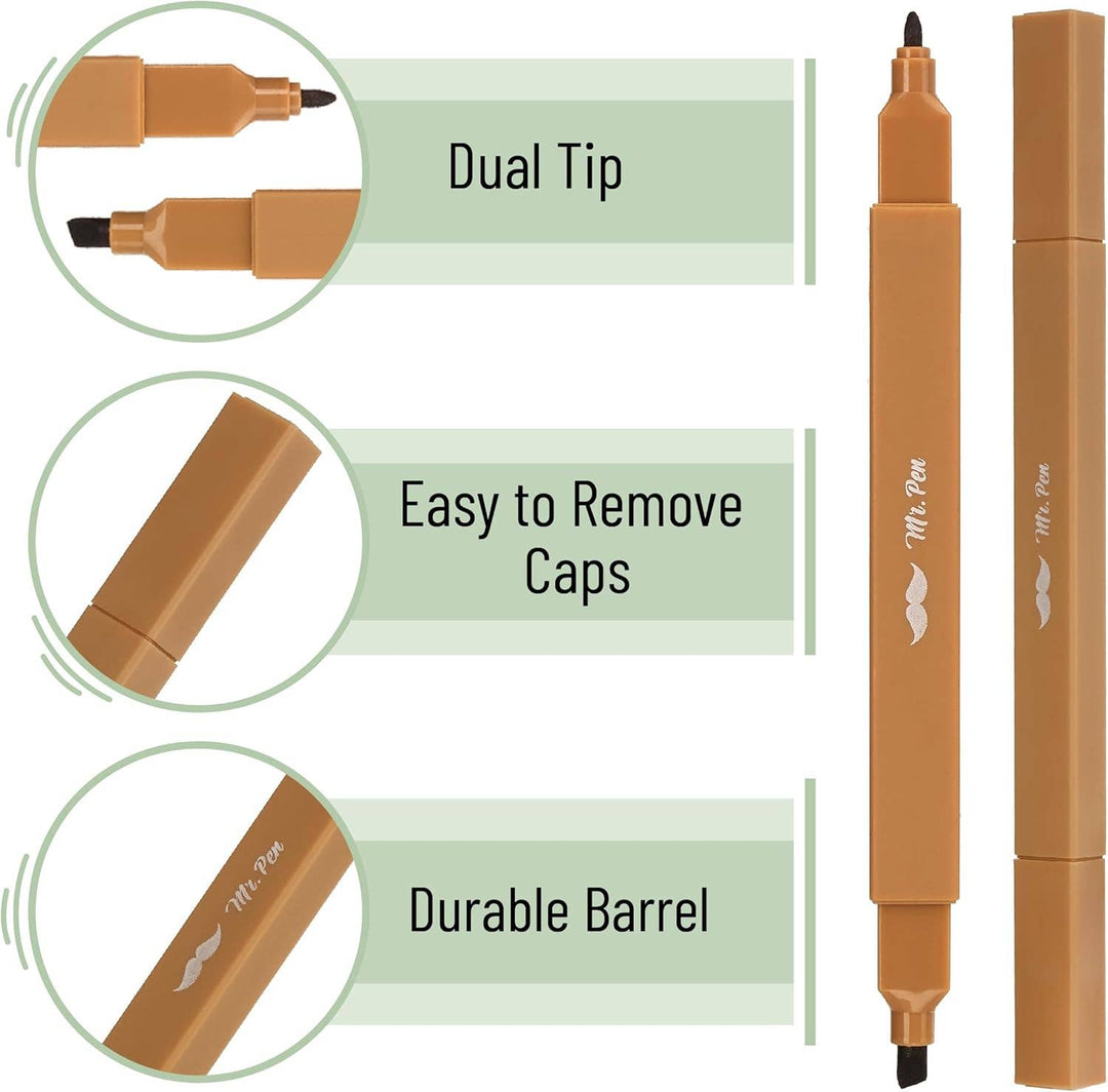 Mr. Pen - Dual Tip Aesthetic Highlighters, 8 pcs, Chisel &amp; Fine Tips