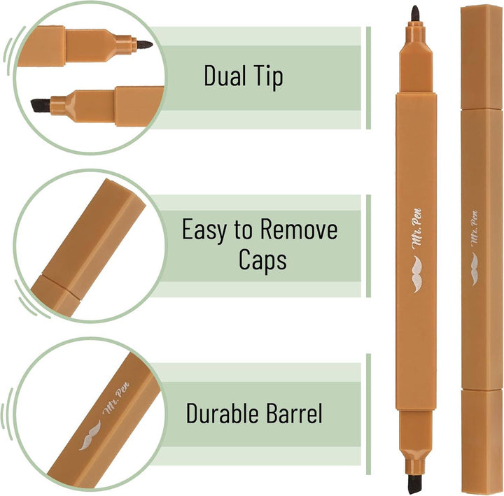 Mr. Pen - Dual Tip Aesthetic Highlighters, 8 pcs, Chisel &amp; Fine Tips