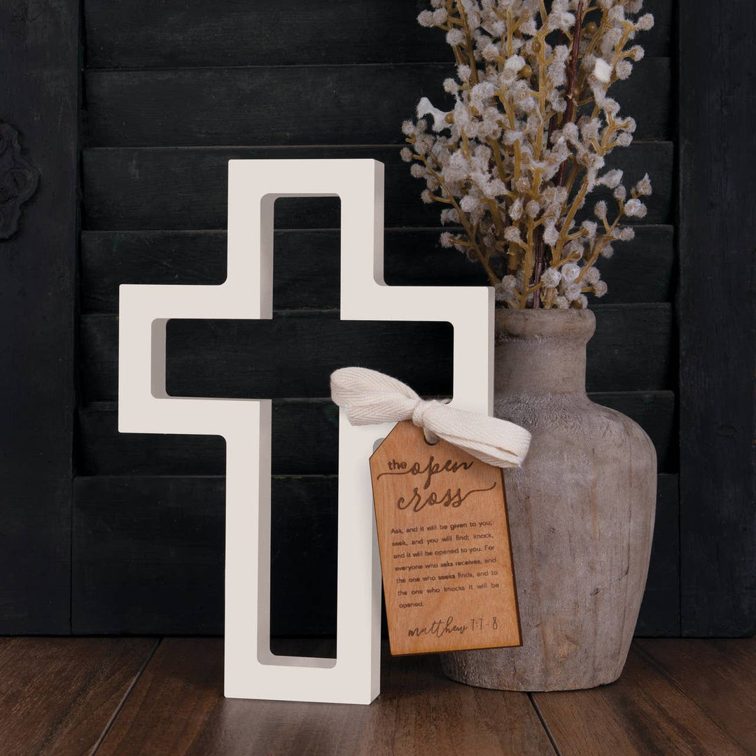 Faithworks by Creative Brands - The Open Cross Collection - White Open Cross - 8"H