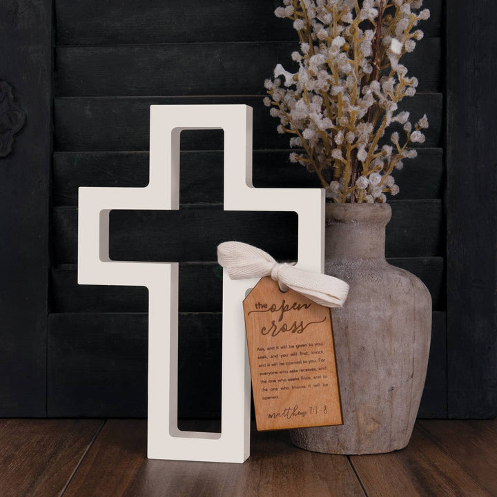 Faithworks by Creative Brands - The Open Cross Collection - White Open Cross - 8"H