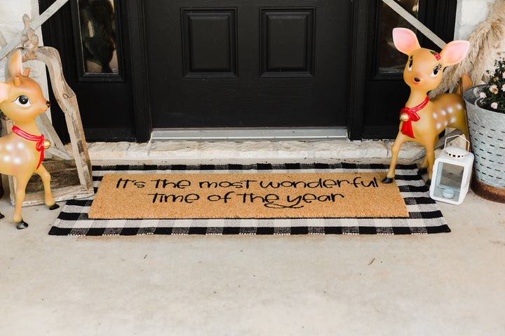 Modern Burlap - Doormat runner - Buffalo plaid