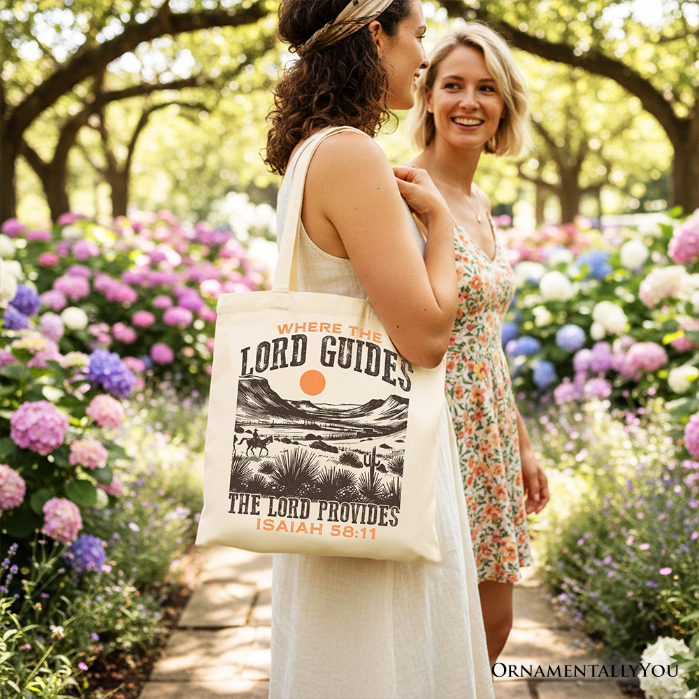 OrnamentallyYou - The Lord Provides Christian Tote Bag, Retro Western Desert Worship Gift Shopper