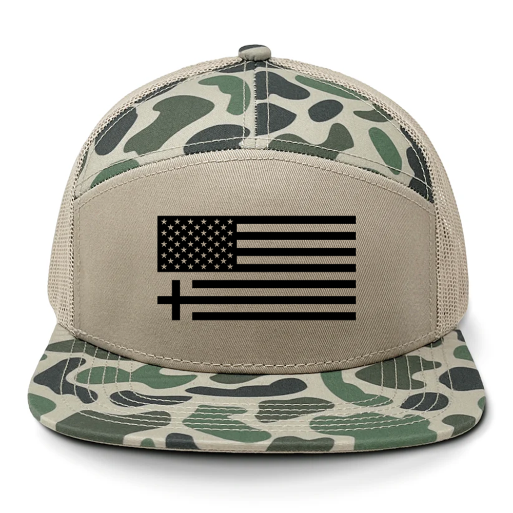 7-Panel Hat American Flag Cross