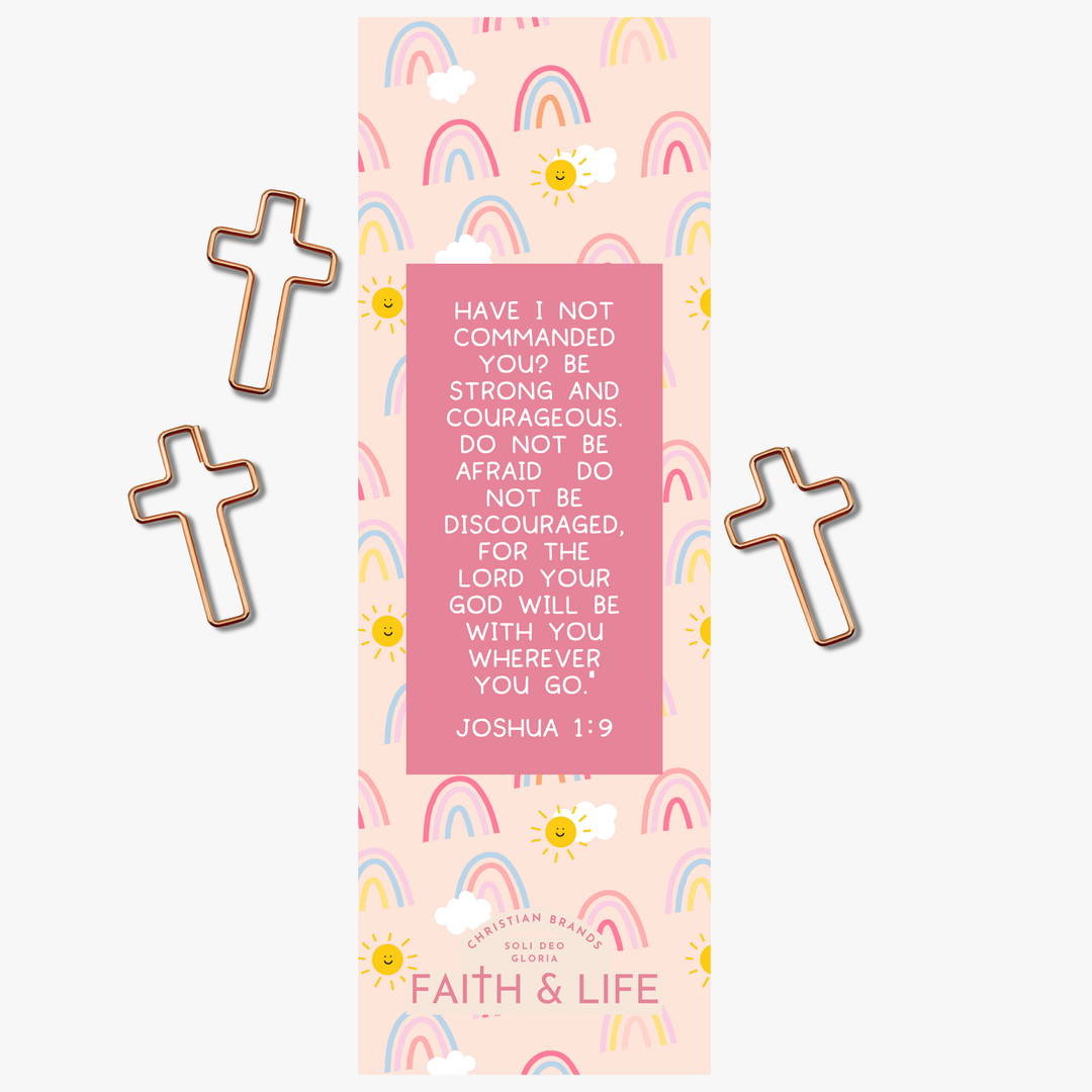 Faith &amp; Life Christian Brands - Cross Paperclip and Bookmark Set: Be Strong And Courageous