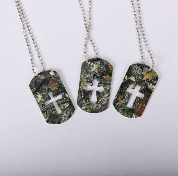 Necklace Dog Tag Camouflage 12 Pk