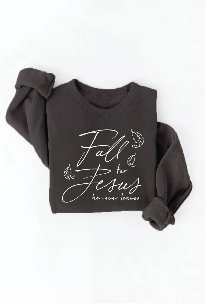 OAT COLLECTIVE - FALL FOR JESUS HE NEVER LEAVES Graphic Sweatshirt