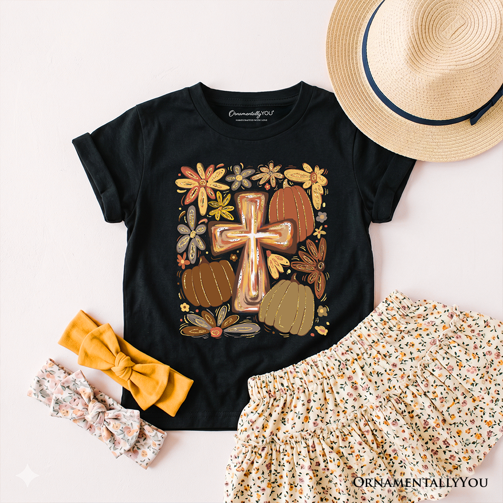 OrnamentallyYou - Kids Fall Blessings T-Shirt, Autumn Christian Faith Tee for Youth