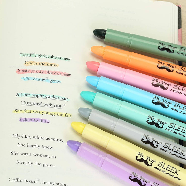 Mr. Pen - Gel Highlighters, No Bleed, 8 Pack