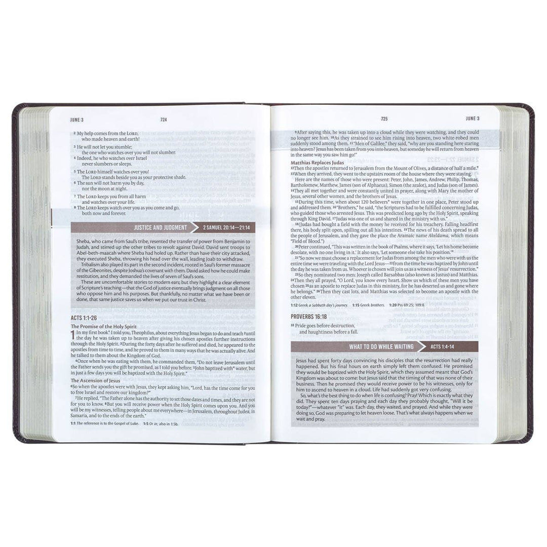 Christian Art Gifts - Devotional Bible NLT for Men Faux Leather Walnut Brown Cross