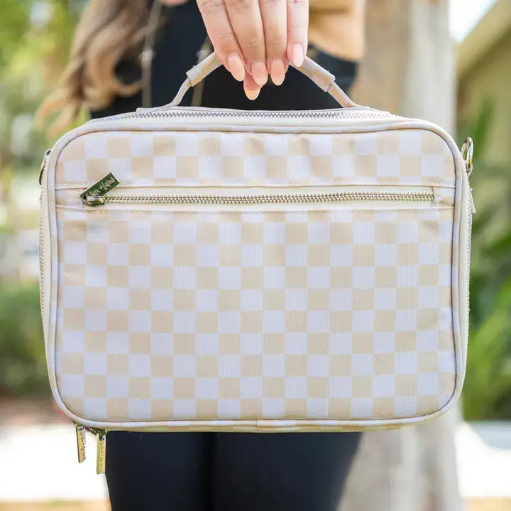 Beige Checkered Bible Bag Cover Purse Tote Christian Gift