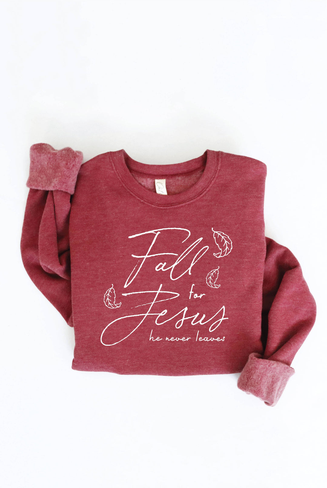 OAT COLLECTIVE - FALL FOR JESUS HE NEVER LEAVES Graphic Sweatshirt