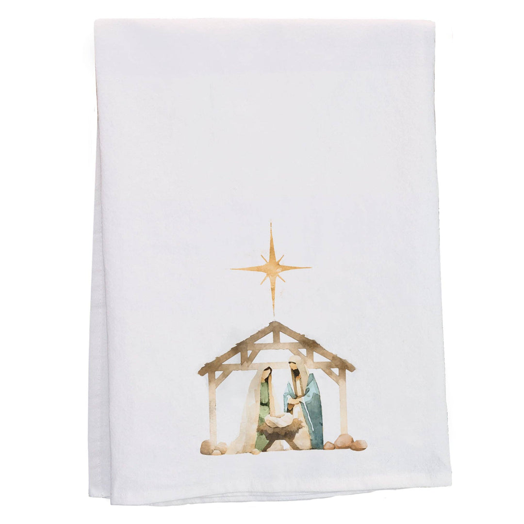 Sincere Surroundings - Watercolor Nativity Stable - Tea Towels