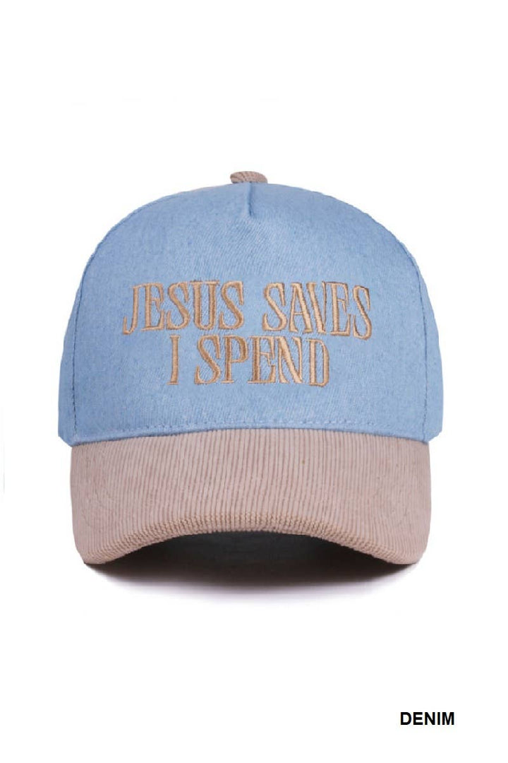 42POPS - `Jesus Lettering Two Tone Corduroy Cap