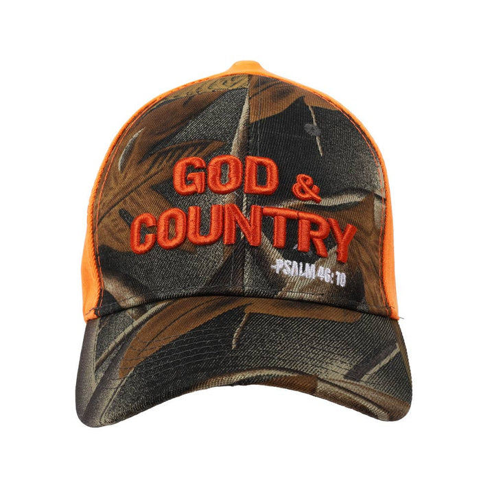 Hat - Camo &amp; Orange - God &amp; Country