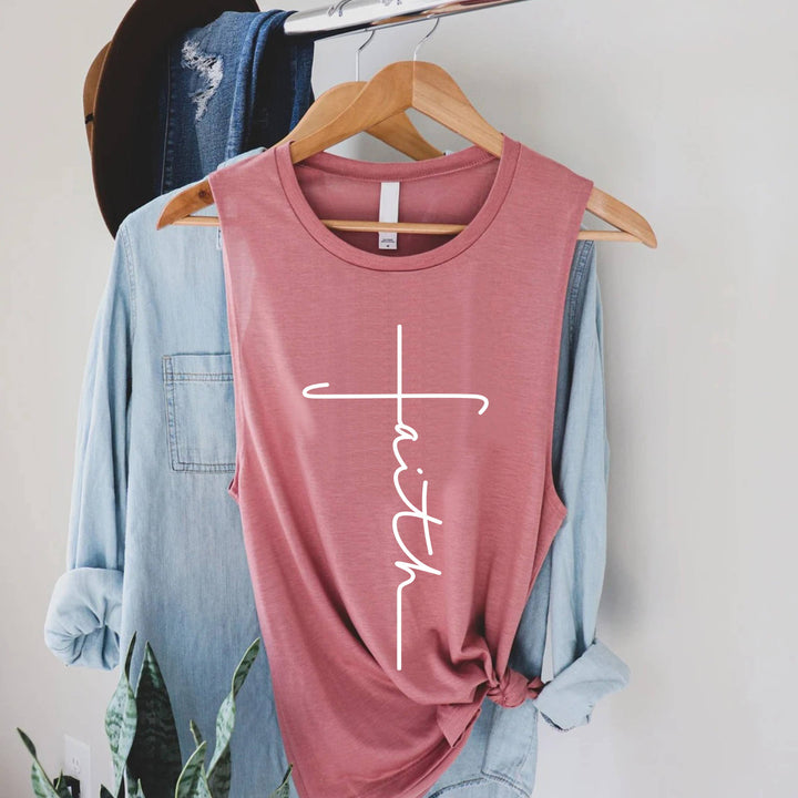 Faith Cross Graphic Jersey Tank Top