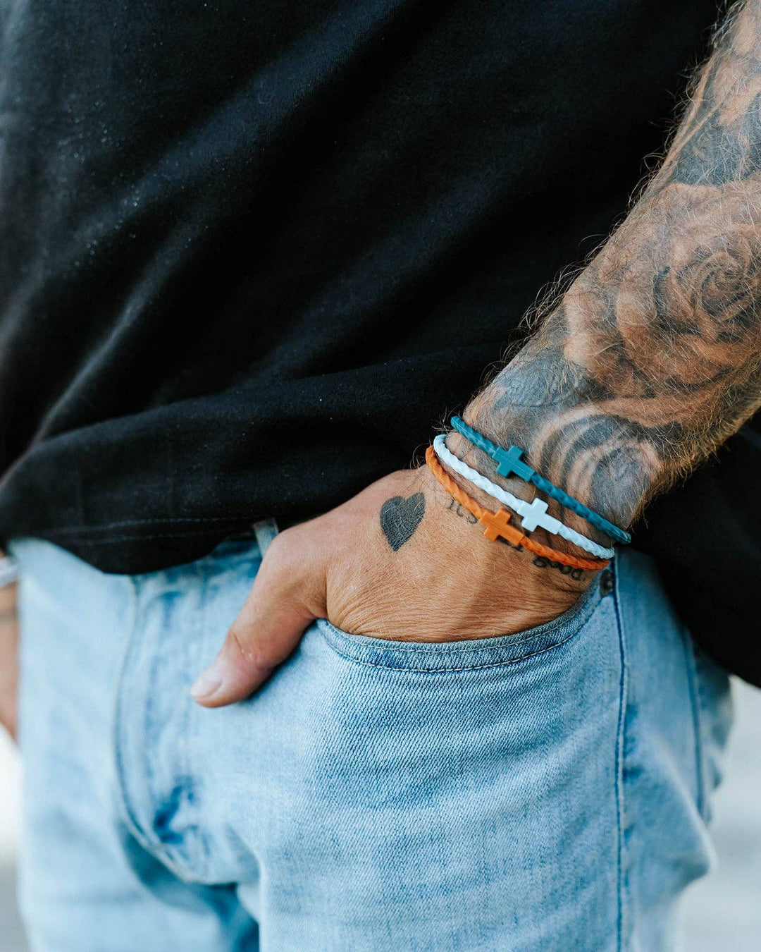 In God We Must - Infinity Cross Bracelets-Blue/Orange/Teal