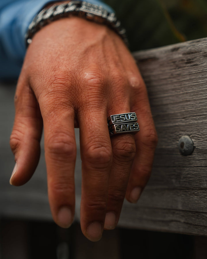 In God We Must - Jesus Saves Ring Set