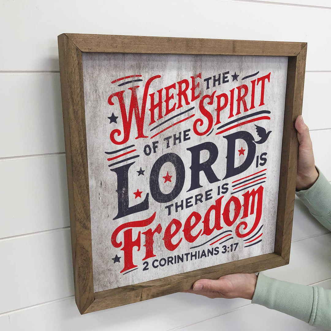Spirit of the Lord Freedom - Scripture Word Art - Wood Frame