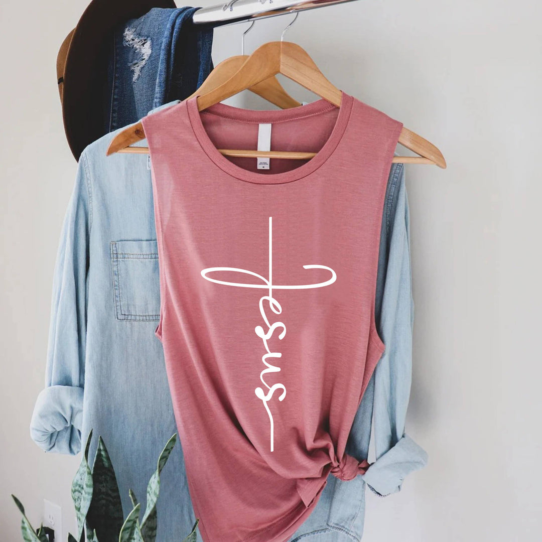 Jesus Cross Typography Women&