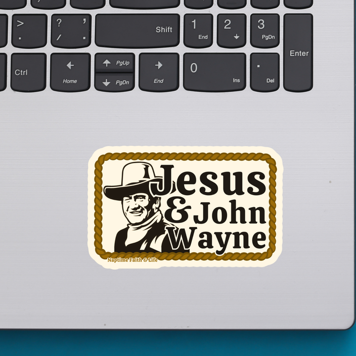 Faith &amp; Life Christian Brands - Jesus and John Wayne Sticker | Christian Stickers | Faith