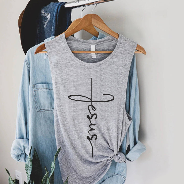 Jesus Cross Typography Women&