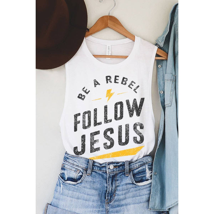 FOLLOW JESUS MINERAL GRAPHIC TANK TOP