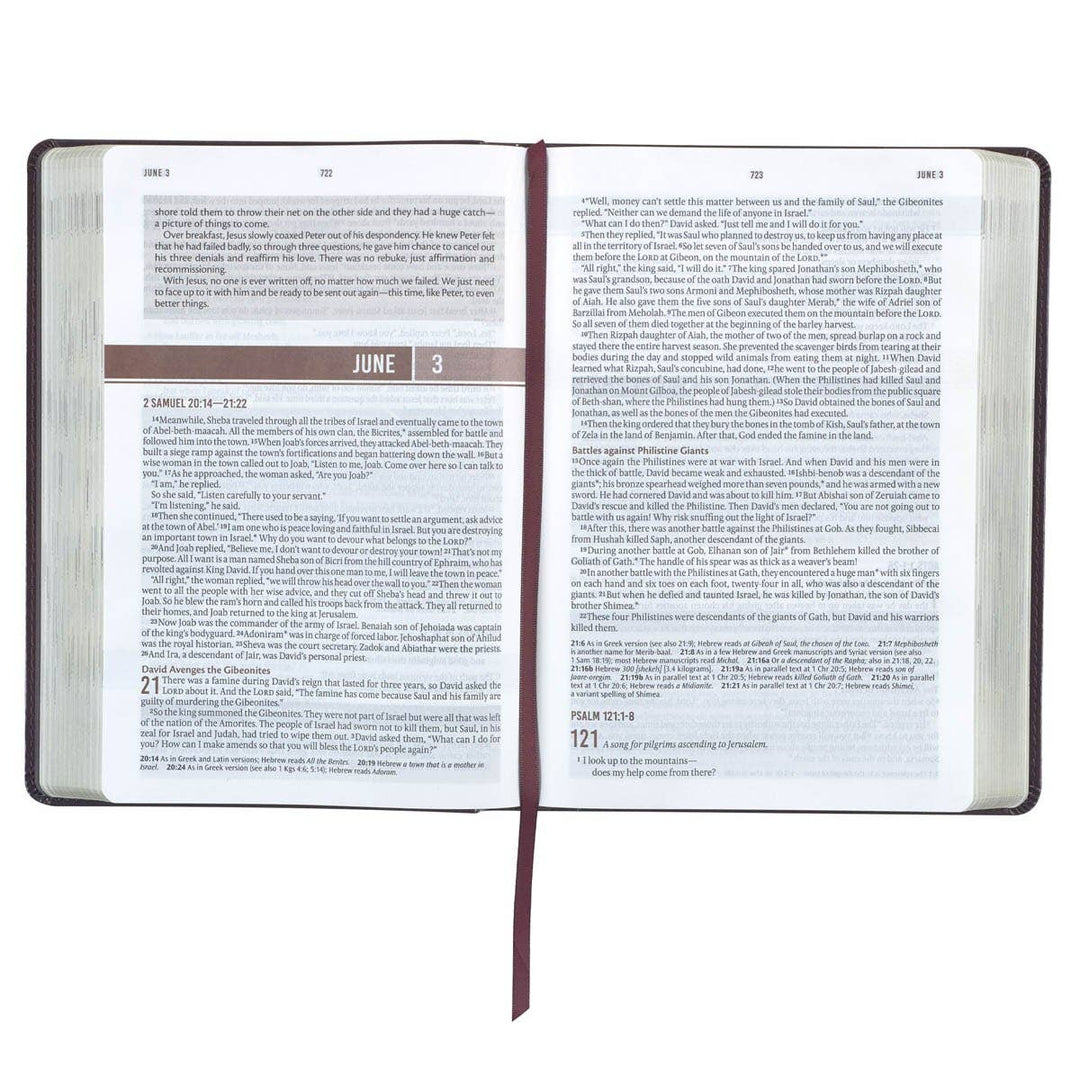 Christian Art Gifts - Devotional Bible NLT for Men Faux Leather Walnut Brown Cross
