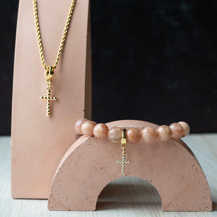 Dot Cross Charm, Gold