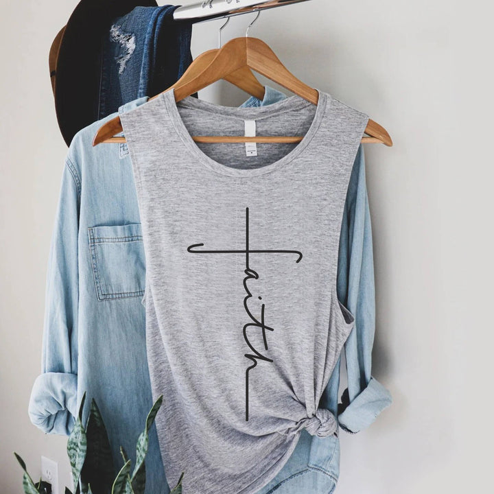 Faith Cross Graphic Jersey Tank Top