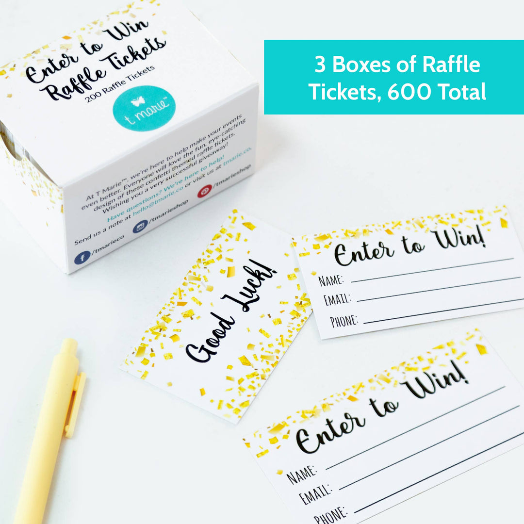 T Marie - 600 Raffle Tickets 3.5”x2” - Enter to Win Entry Form Cards
